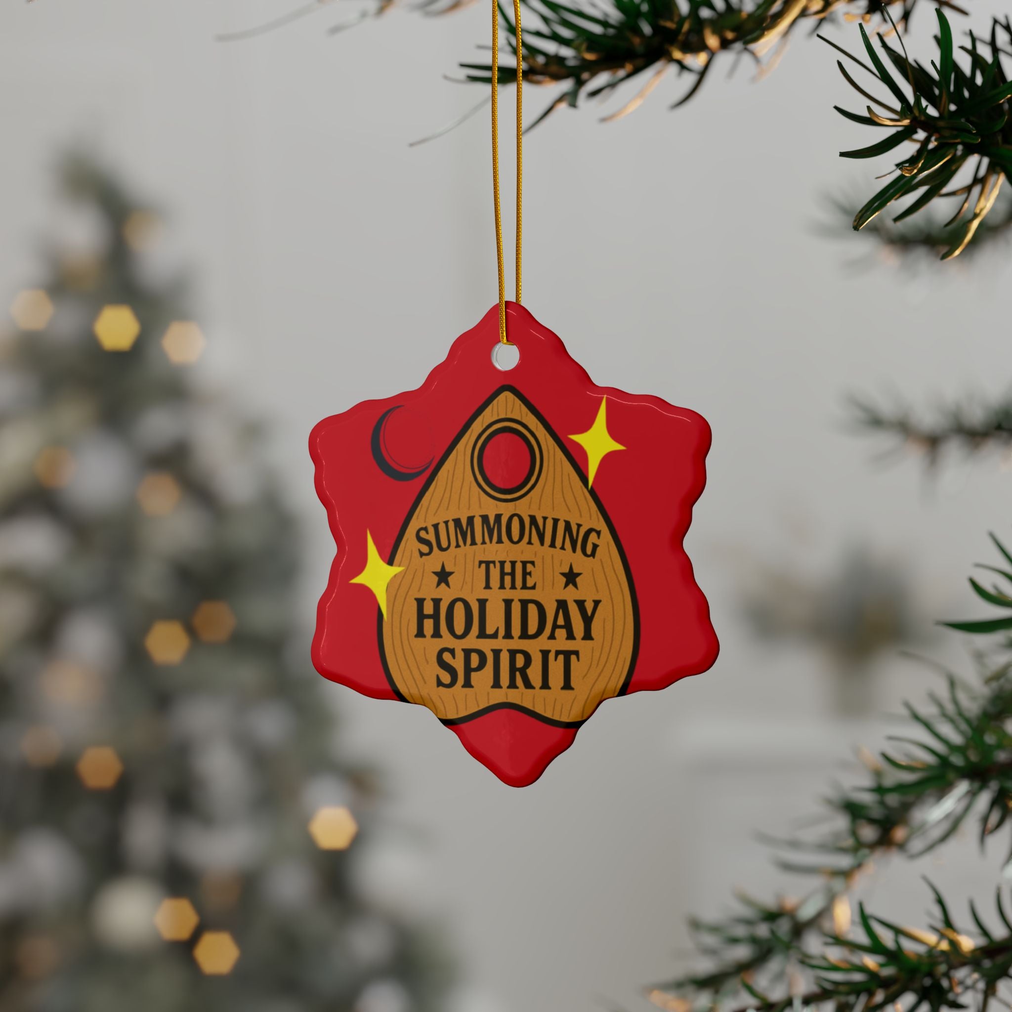 “Summoning the Holiday Spirit” Ouija Planchette Christmas Tree Ornament
