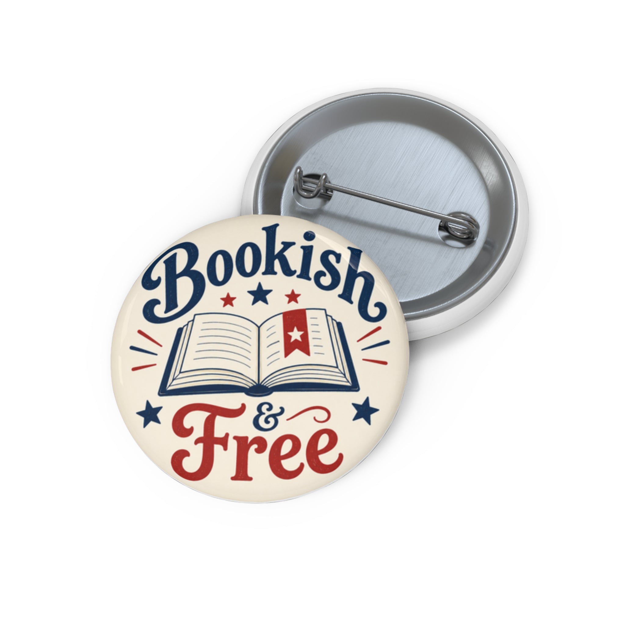 Bookish & Free Pin Button — Literary Enamel Book Lover Badge