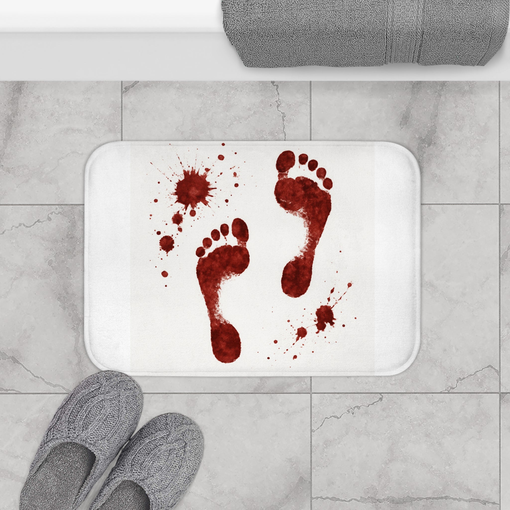 Crime Scene Bath Mat — Bloody Footprints Edition