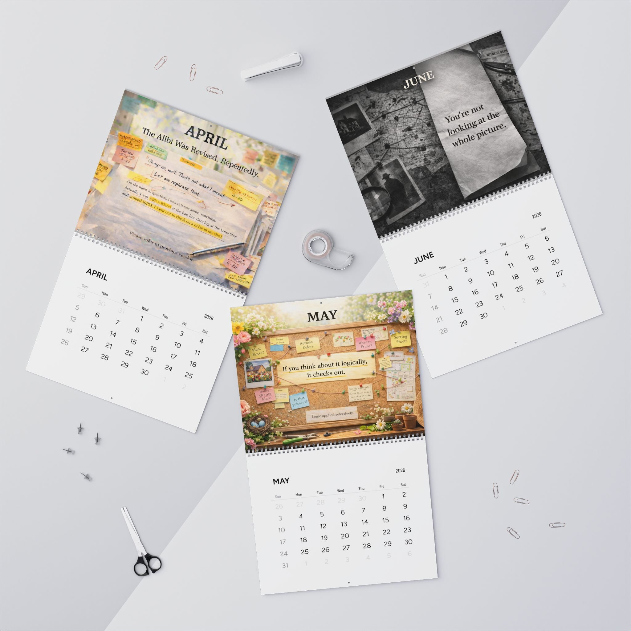 Same Bad Habits. Better Alibis. — A 2026 Dark Humor Crime Calendar