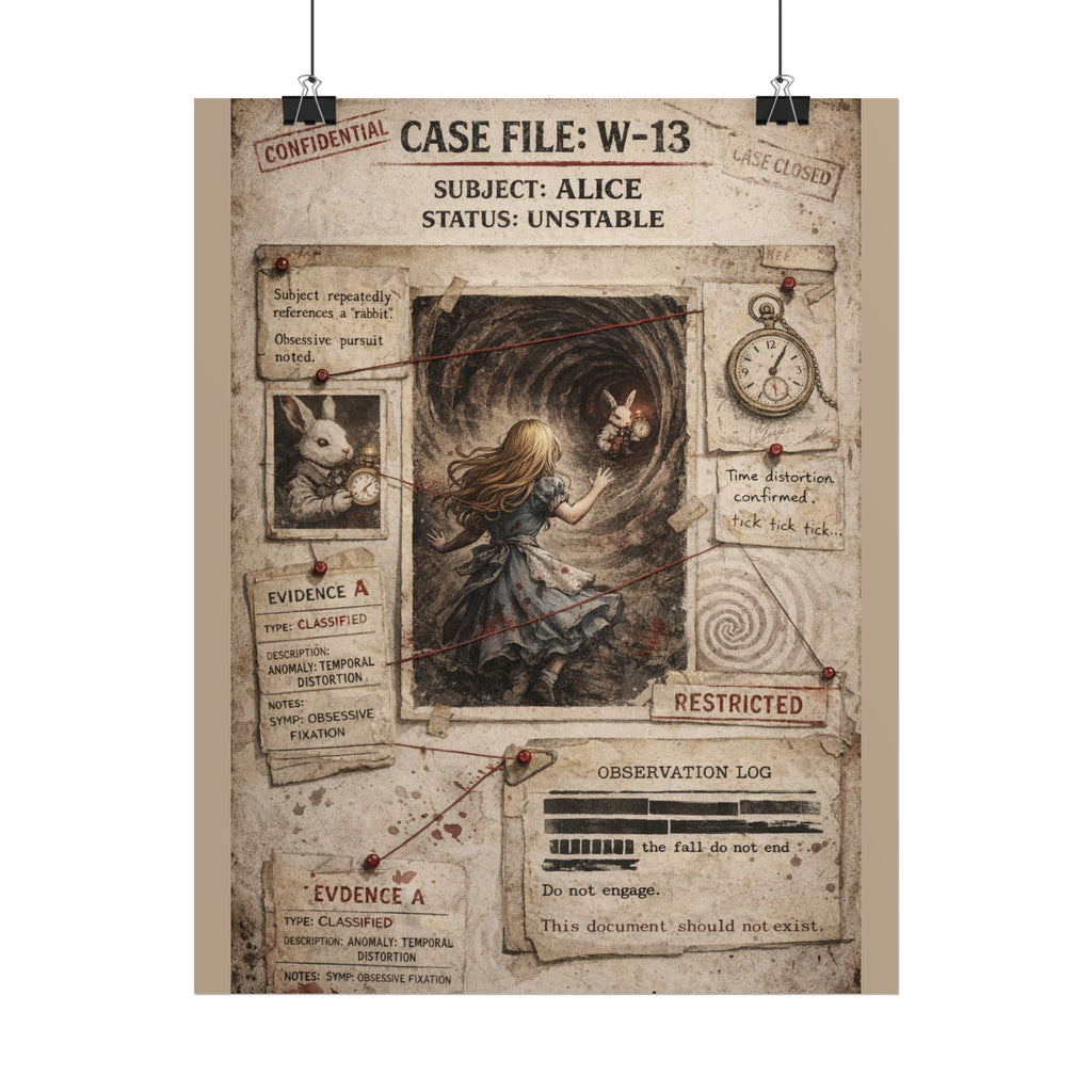 Rolled Poster — 'Case File: Alice' Vintage Alice in Wonderland Investigation Art Print