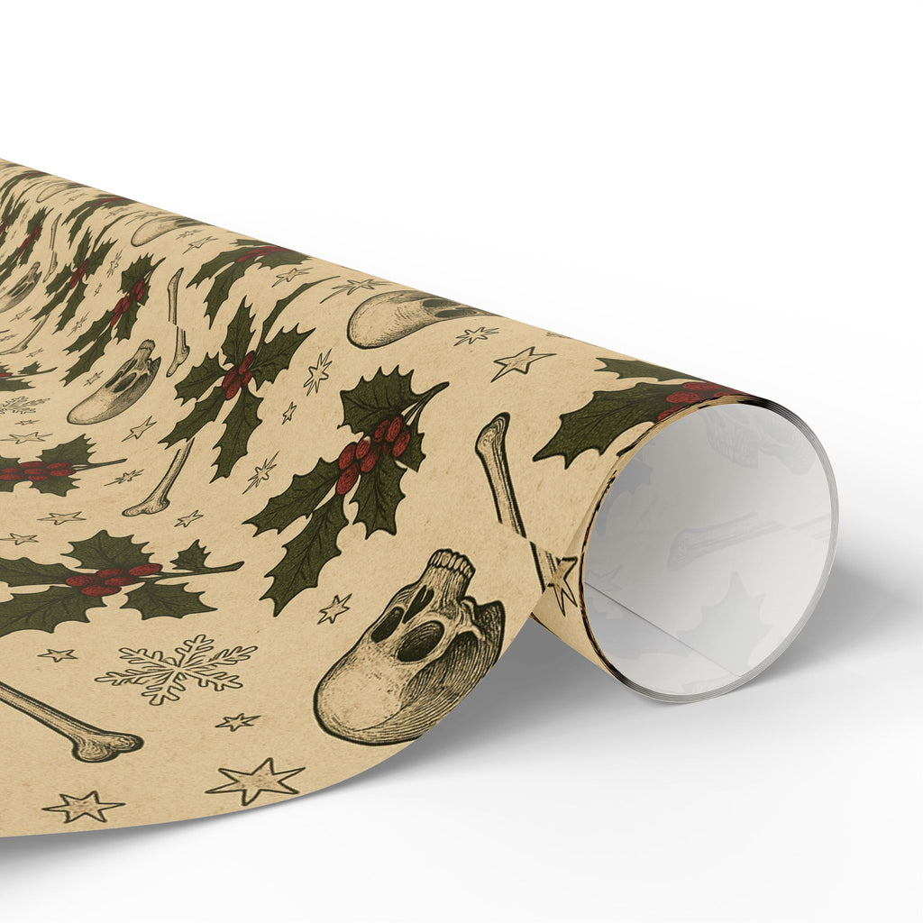 Deck the Morgue with Skulls and Holly Wrapping Paper