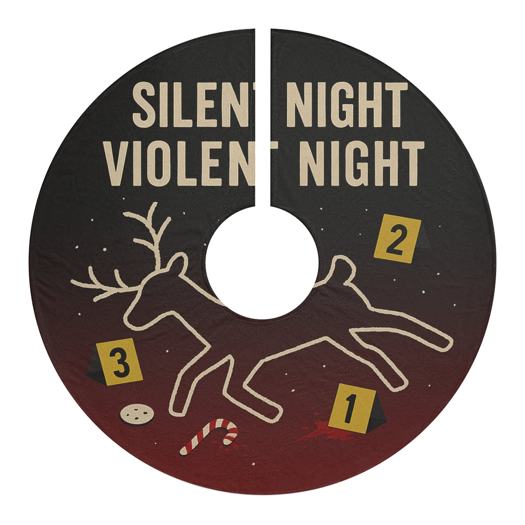 Christmas Tree Skirt — “Silent Night, Violent Night” Crime Scene Reindeer