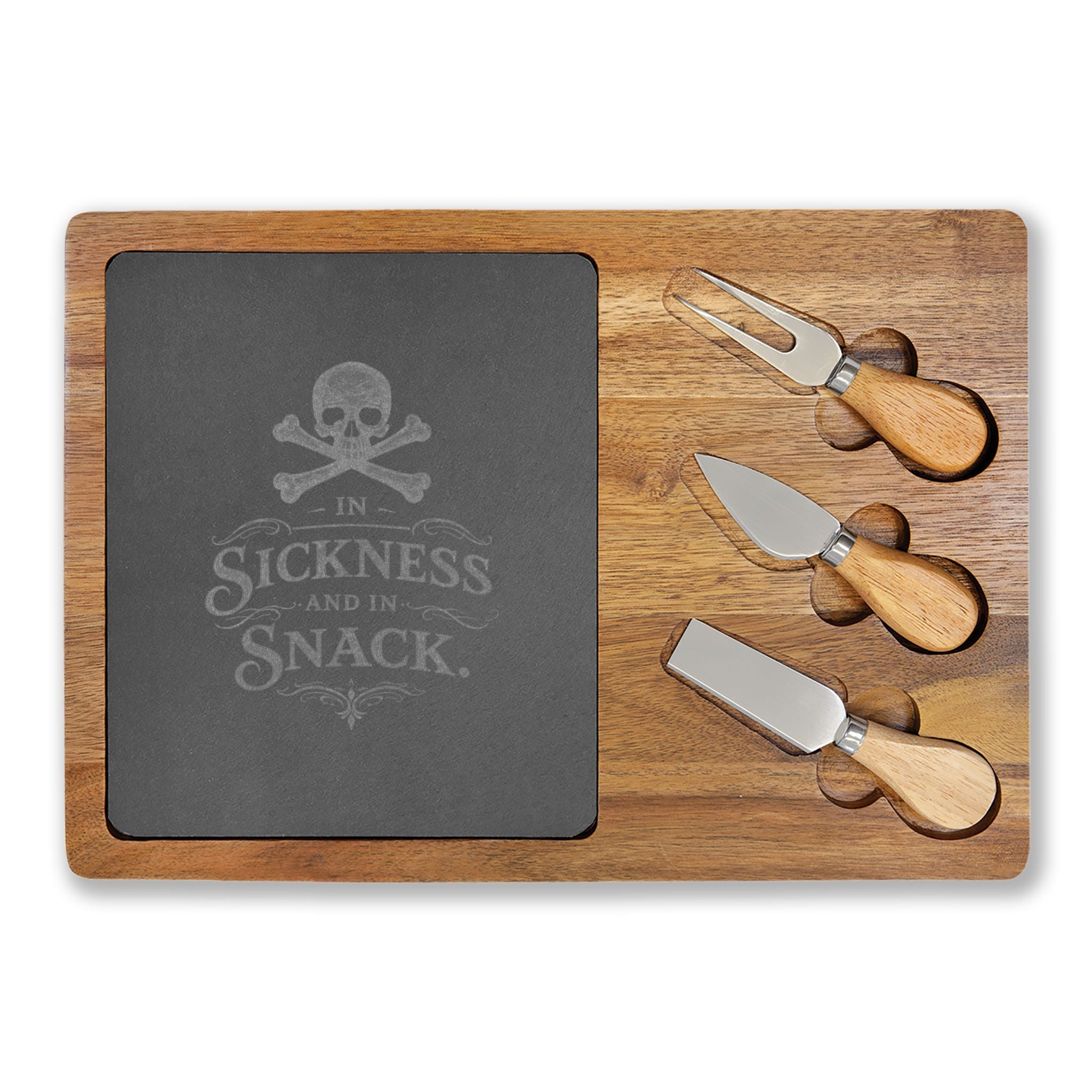 In Sickness and in Snack Engraved Charcuterie Board