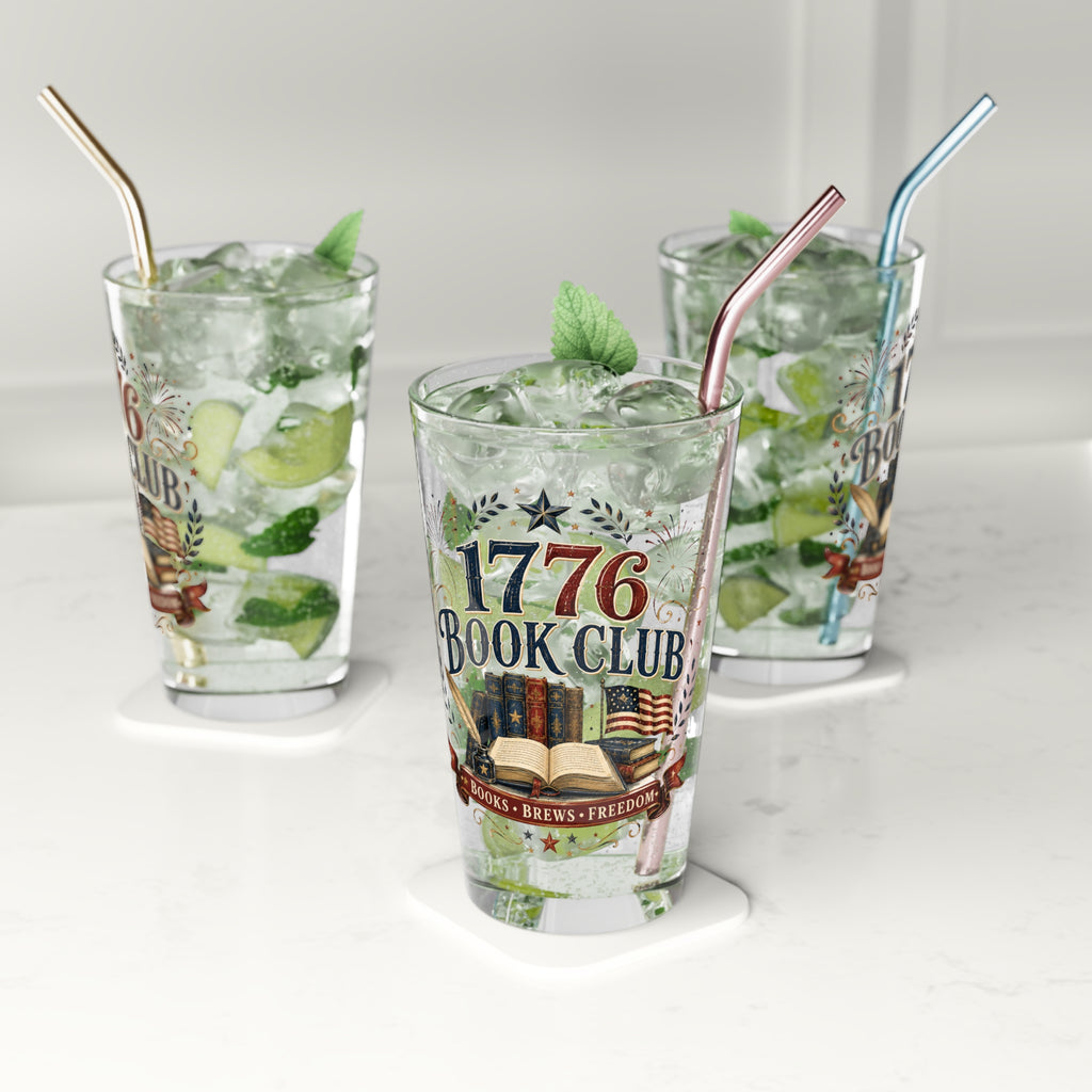 1776 Book Club Pint Glass — 16oz Patriotic Books, Brews & Freedom