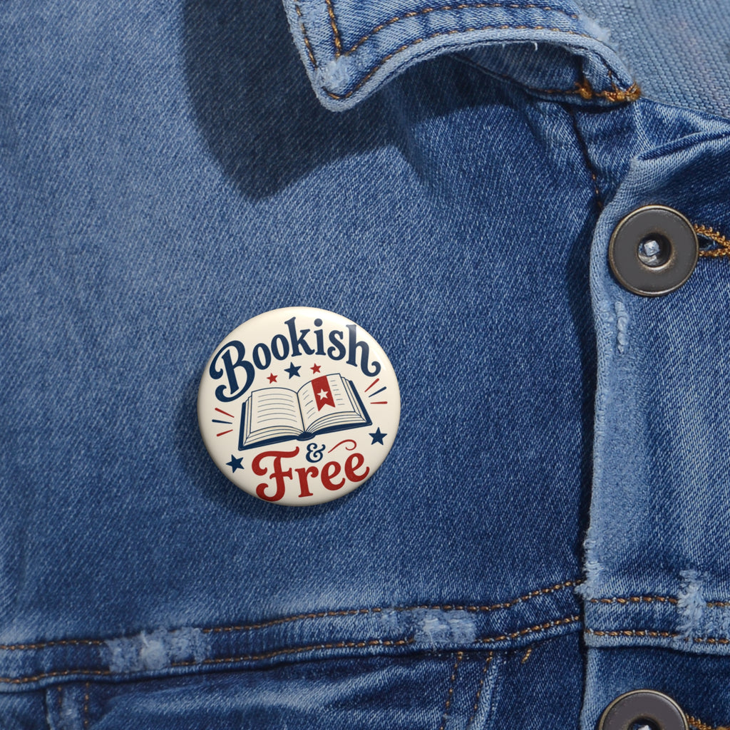 Bookish & Free Pin Button — Literary Enamel Book Lover Badge