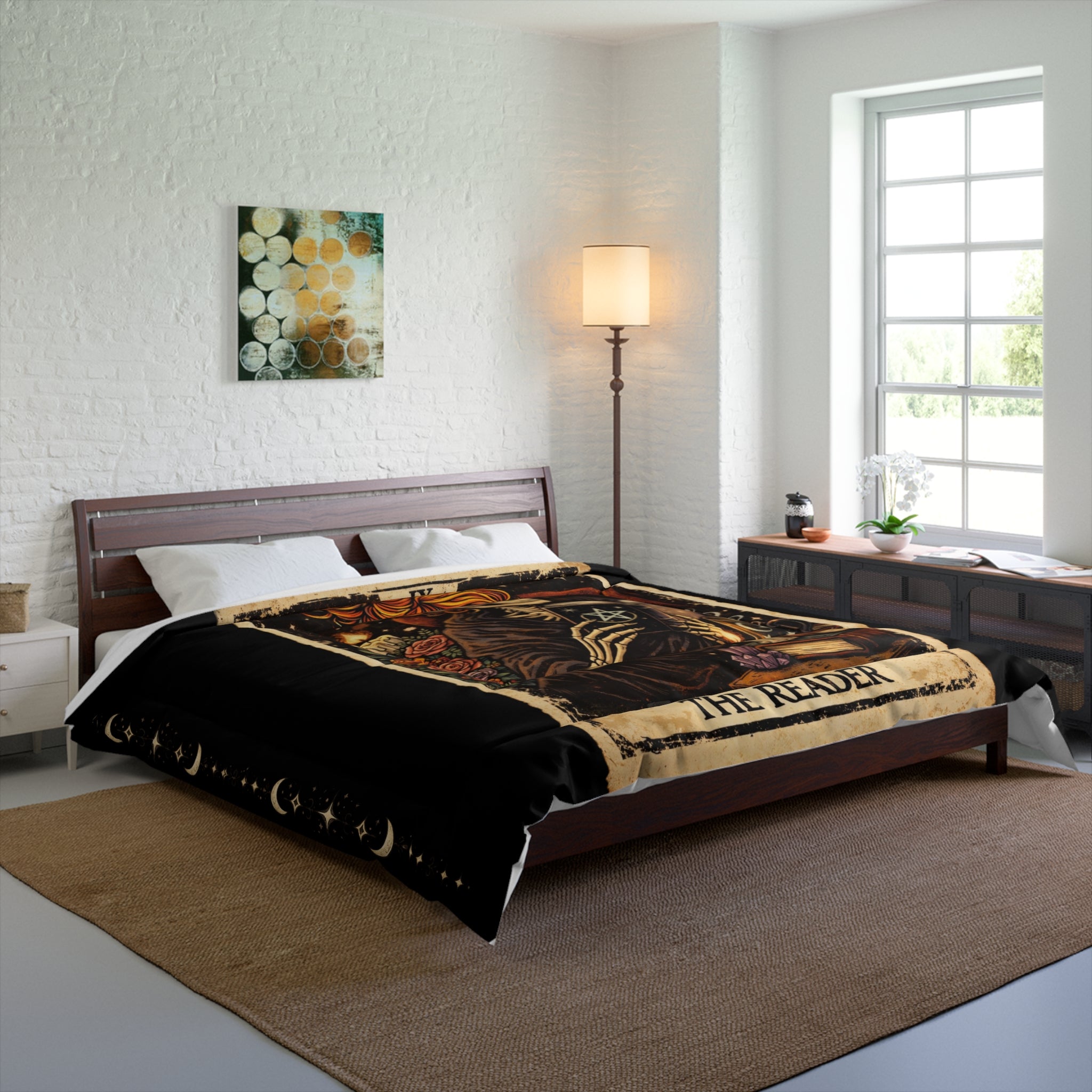 The Reader Tarot Comforter – Witchy Skeleton Book Lover Bedding