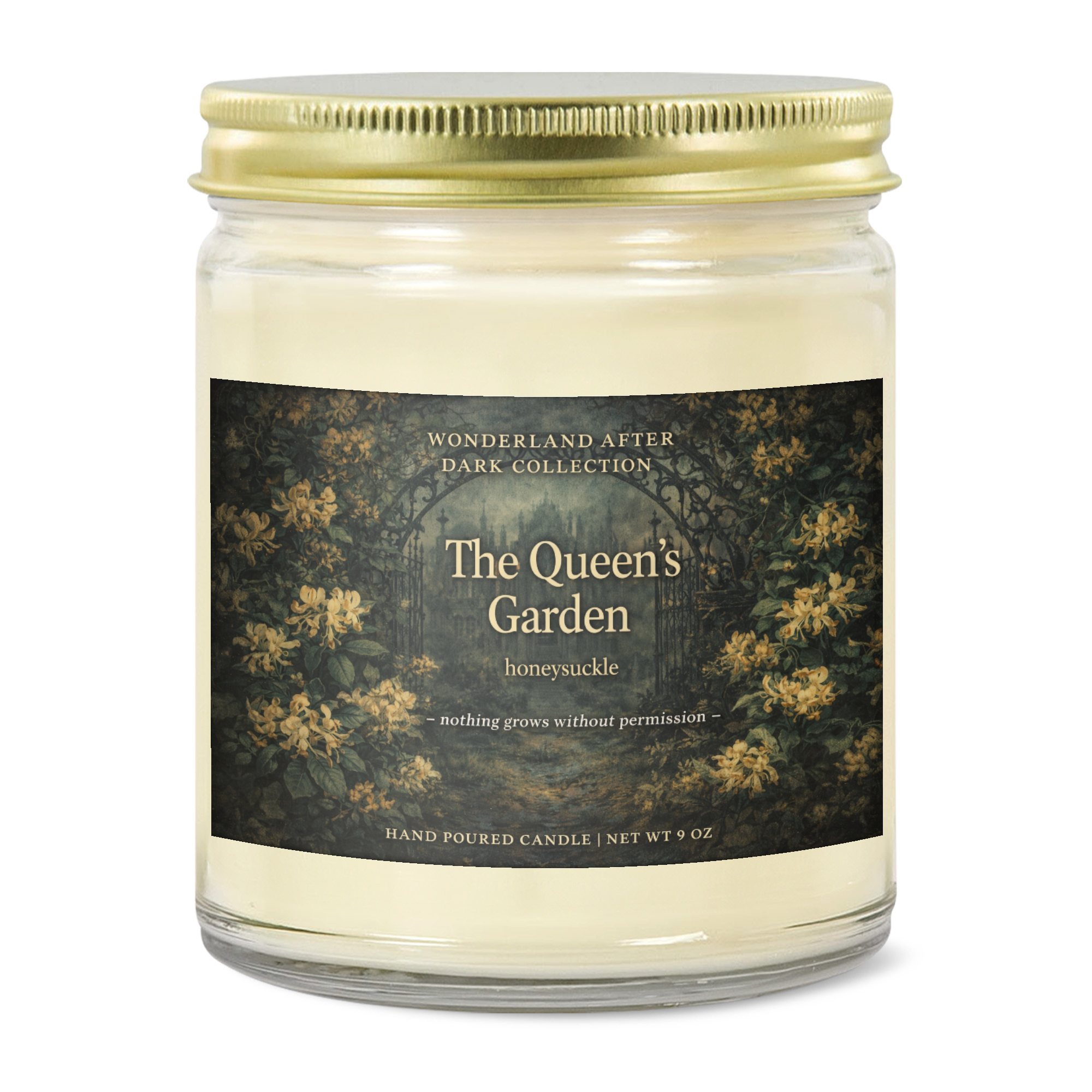 The Queen’s Garden Candle – Honeysuckle | Wonderland After Dark Collection (9 oz)