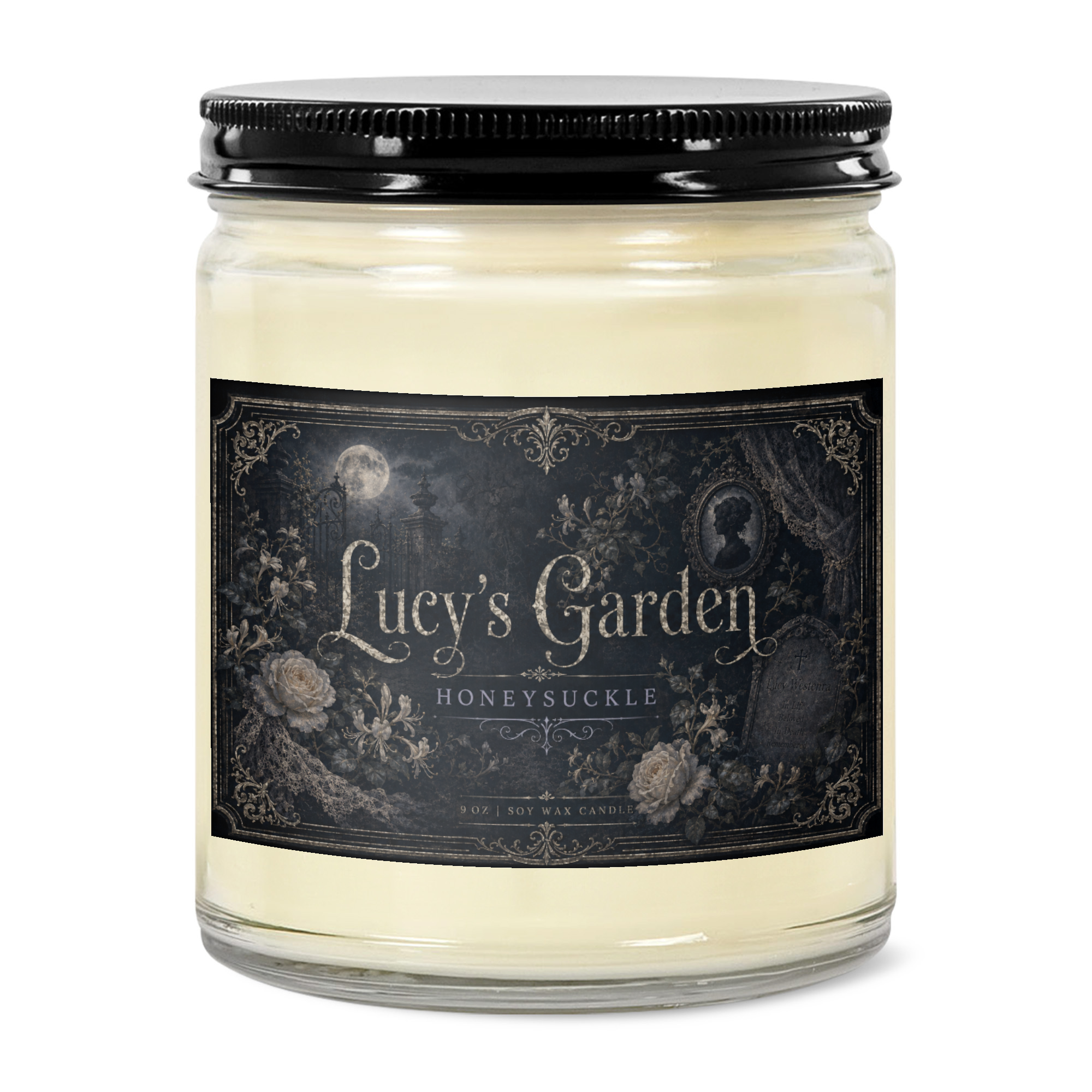 Lucy's Garden Honeysuckle 9oz Candle | Midnight at Carfax Abbey Collection
