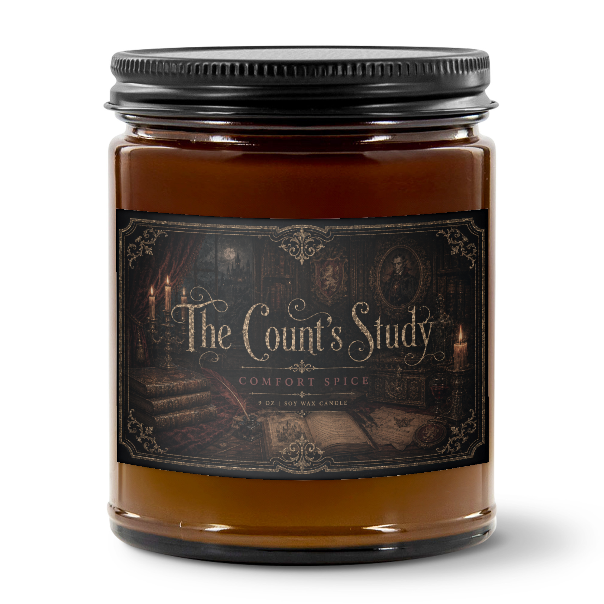 The Count's Study Comfort Spice 9oz Candle | Midnight at Carfax Abbey Collection