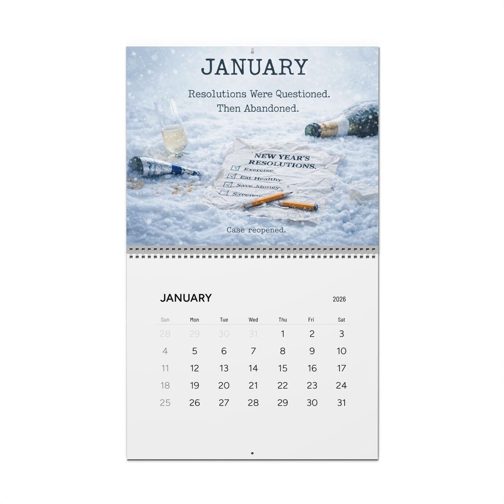 Same Bad Habits. Better Alibis. — A 2026 Dark Humor Crime Calendar