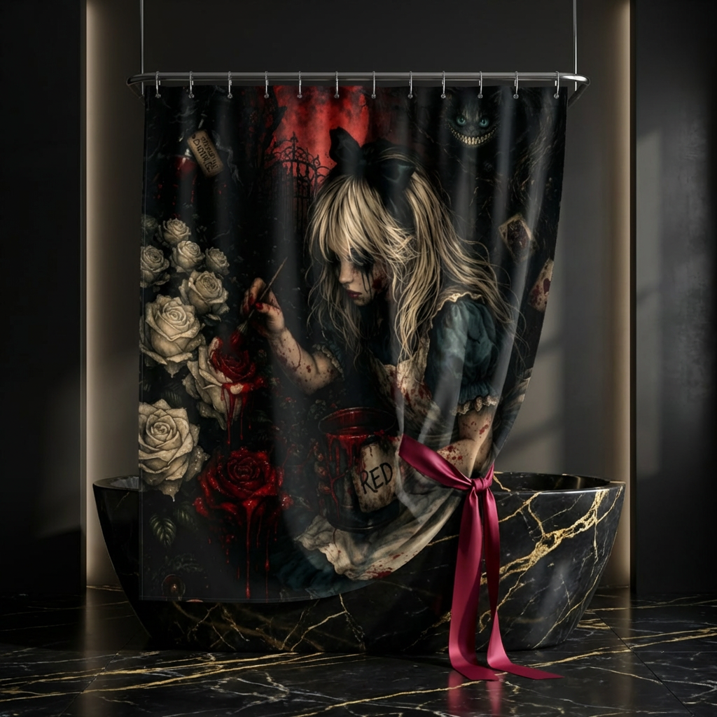Paint the Roses Red Shower Curtain | Wonderland After Dark Collection