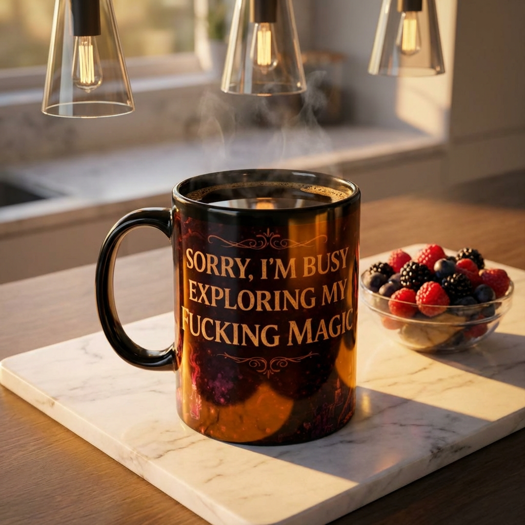 "Sorry, I’m Busy Exploring My Fucking Magic" Dark Whimsy Mug 11oz and 15oz | Wonderland After Dark Collection