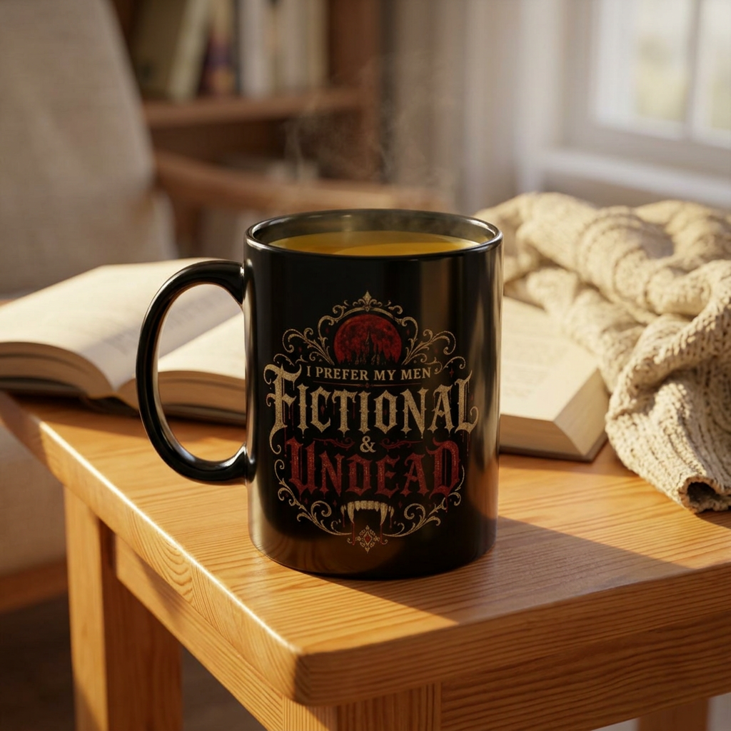 “I Prefer My Men Fictional & Undead” Gothic Vampire Coffee Mug