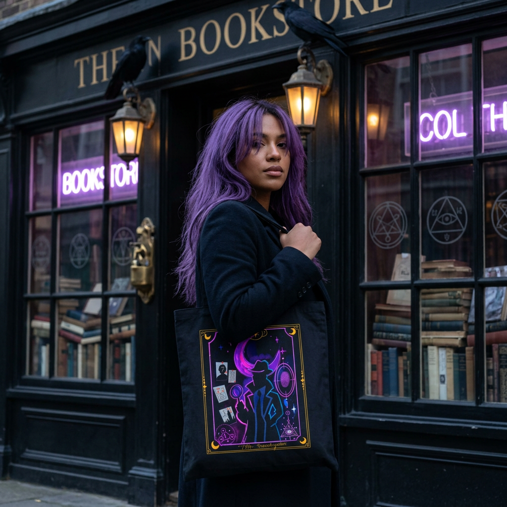 The Investigator Tarot Tote Bag | Gothic Bookish Canvas Tote