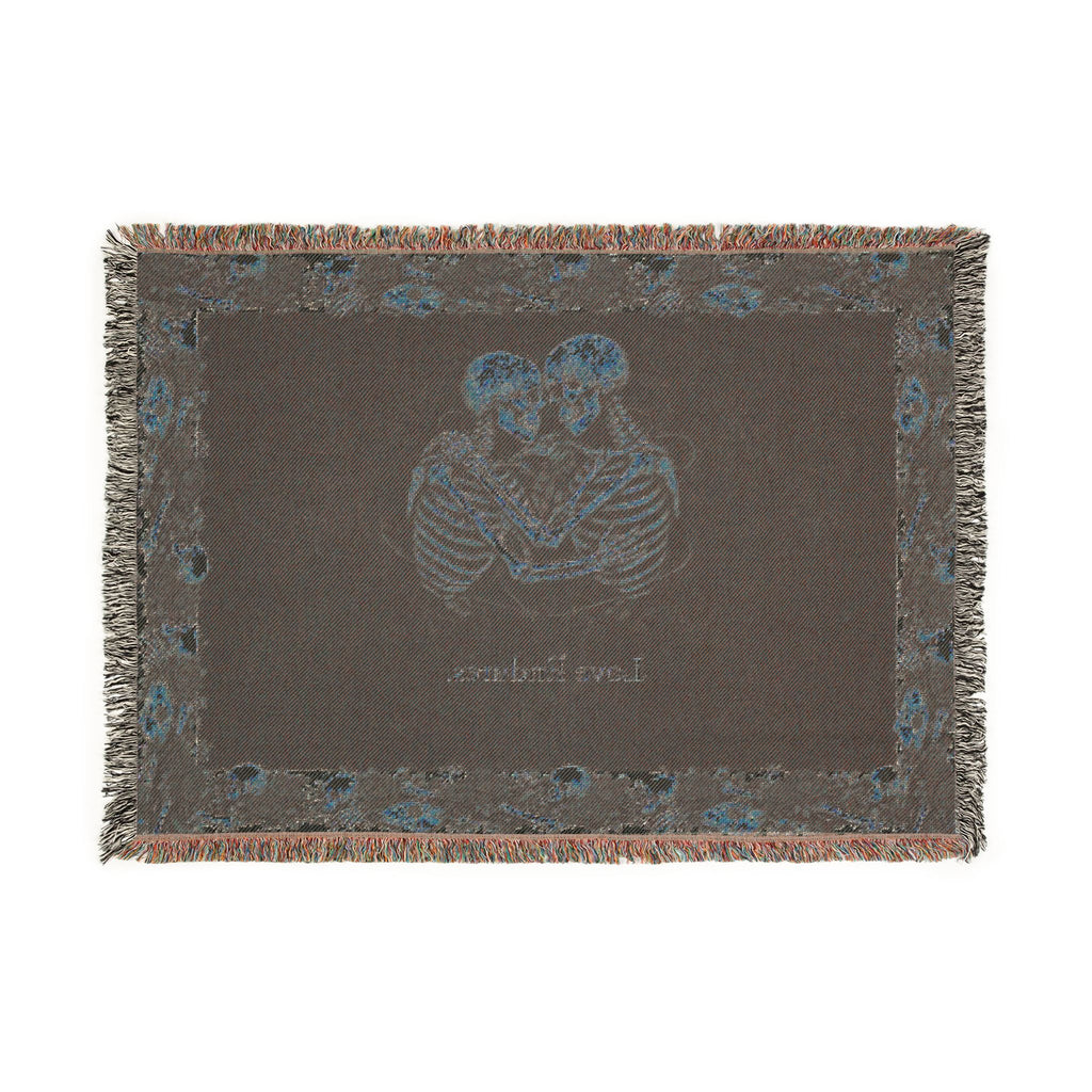 Embrace of Eternity Woven Blanket — Romantic Skeleton Couple Throw
