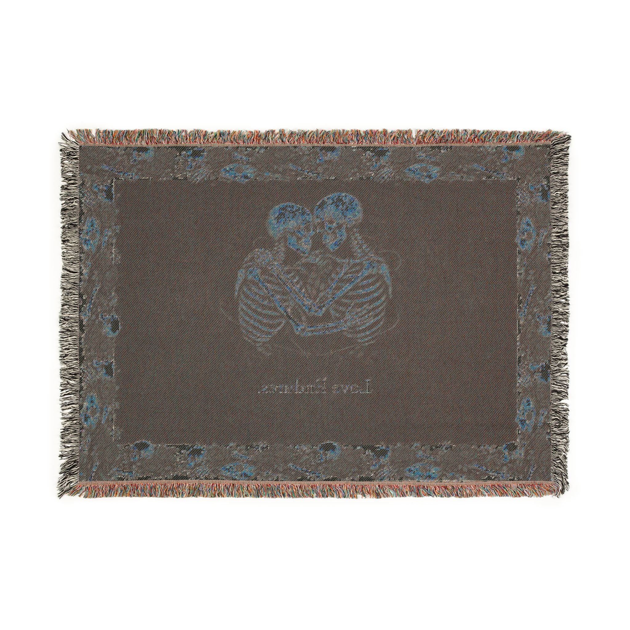 Embrace of Eternity Woven Blanket — Romantic Skeleton Couple Throw