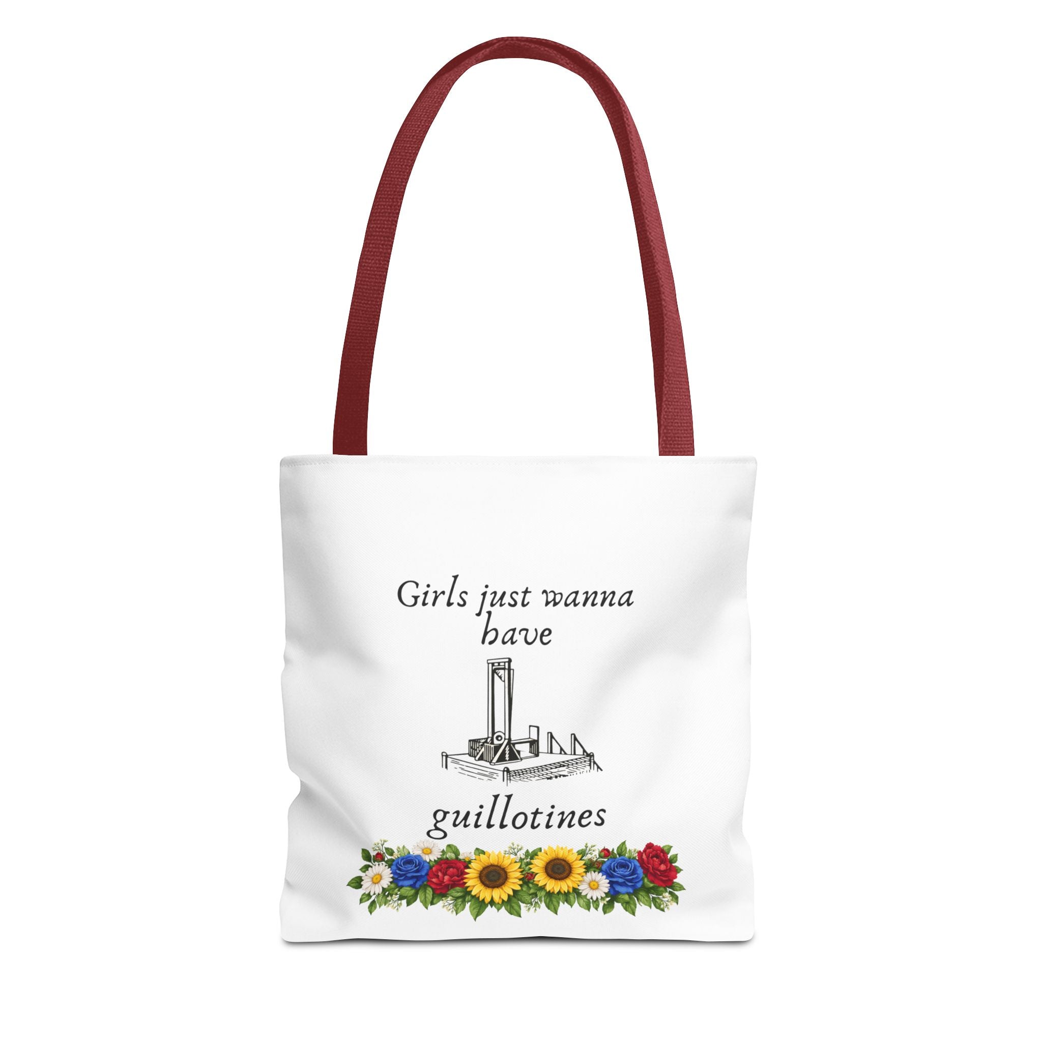 “Girls Just Wanna Have Guillotines” Floral Protest Tote
