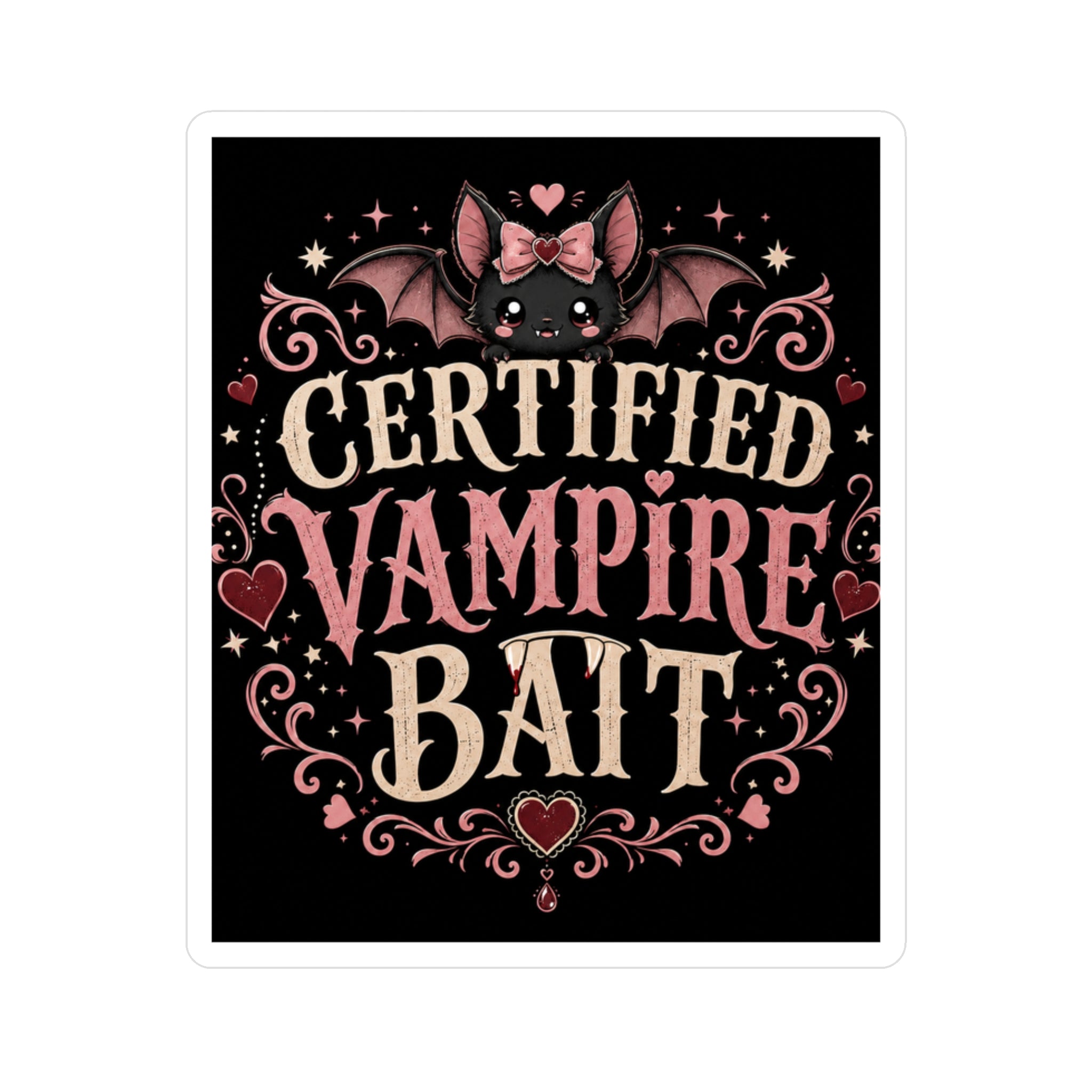 Certified Vampire Bait Cute Gothic Sticker