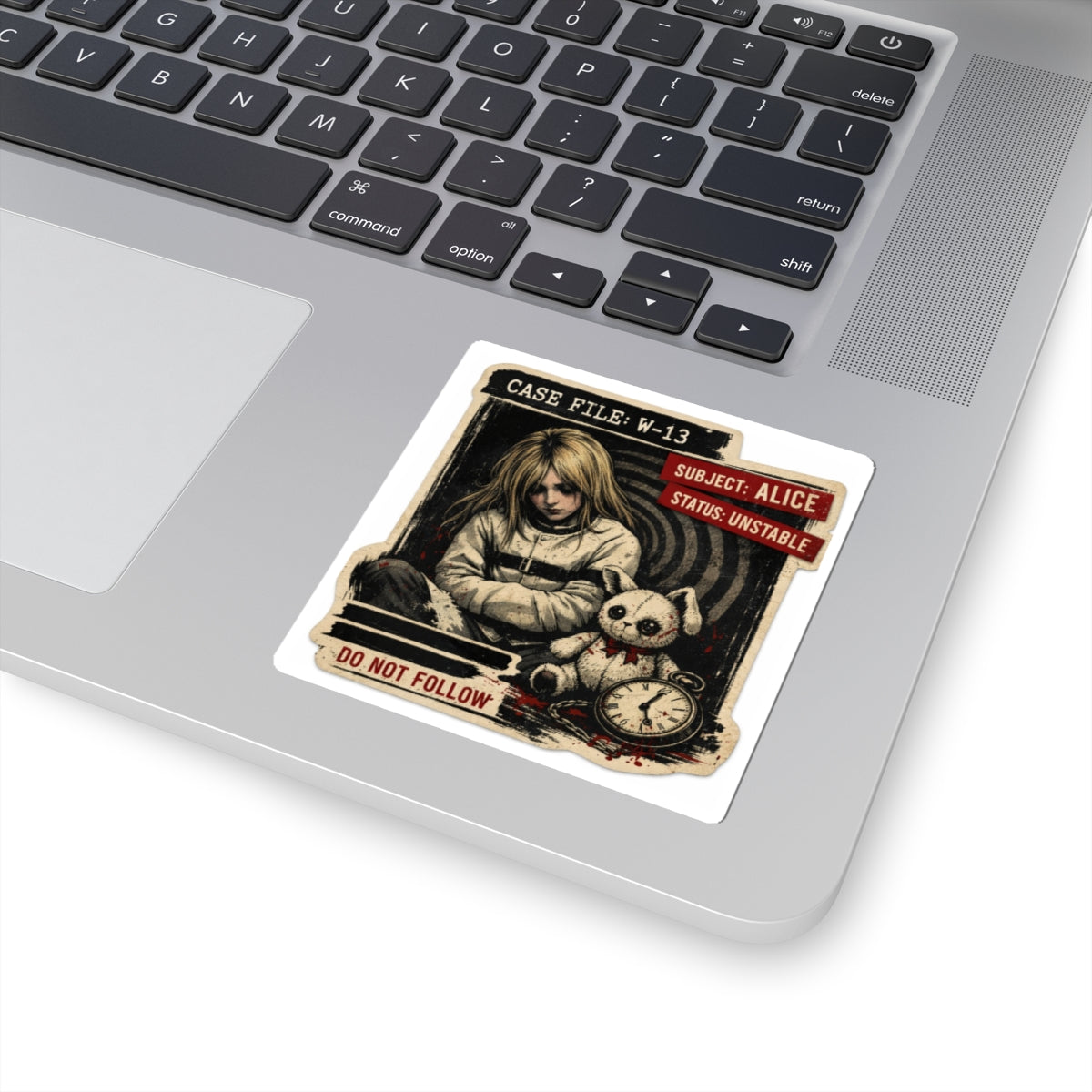 'Case File: W-13 Alice' 3x3 Sticker