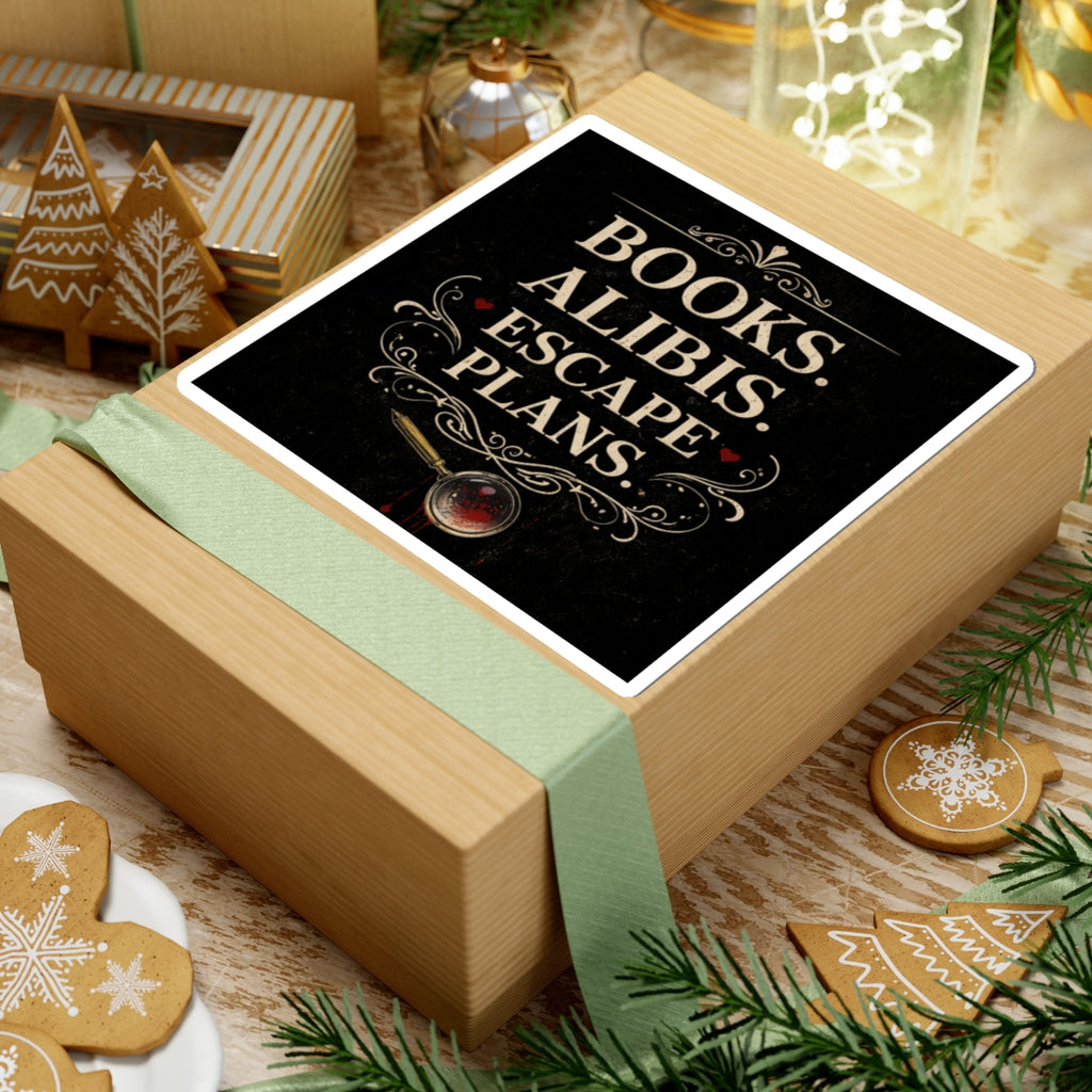 Books. Alibis. Escape Plans Sticker | Dark Academia Bookish Sticker | True Crime Reader Aesthetic