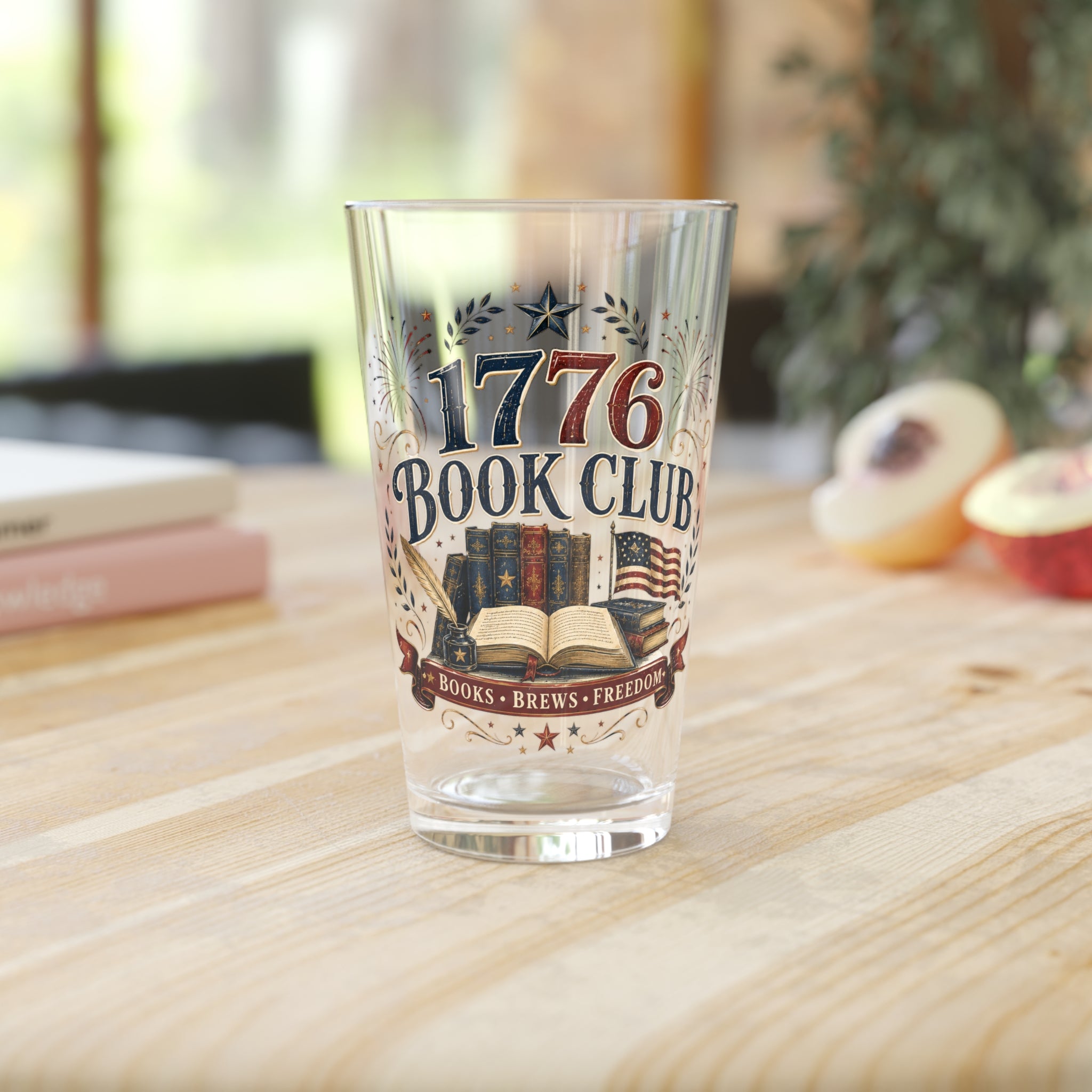 1776 Book Club Pint Glass — 16oz Patriotic Books, Brews & Freedom