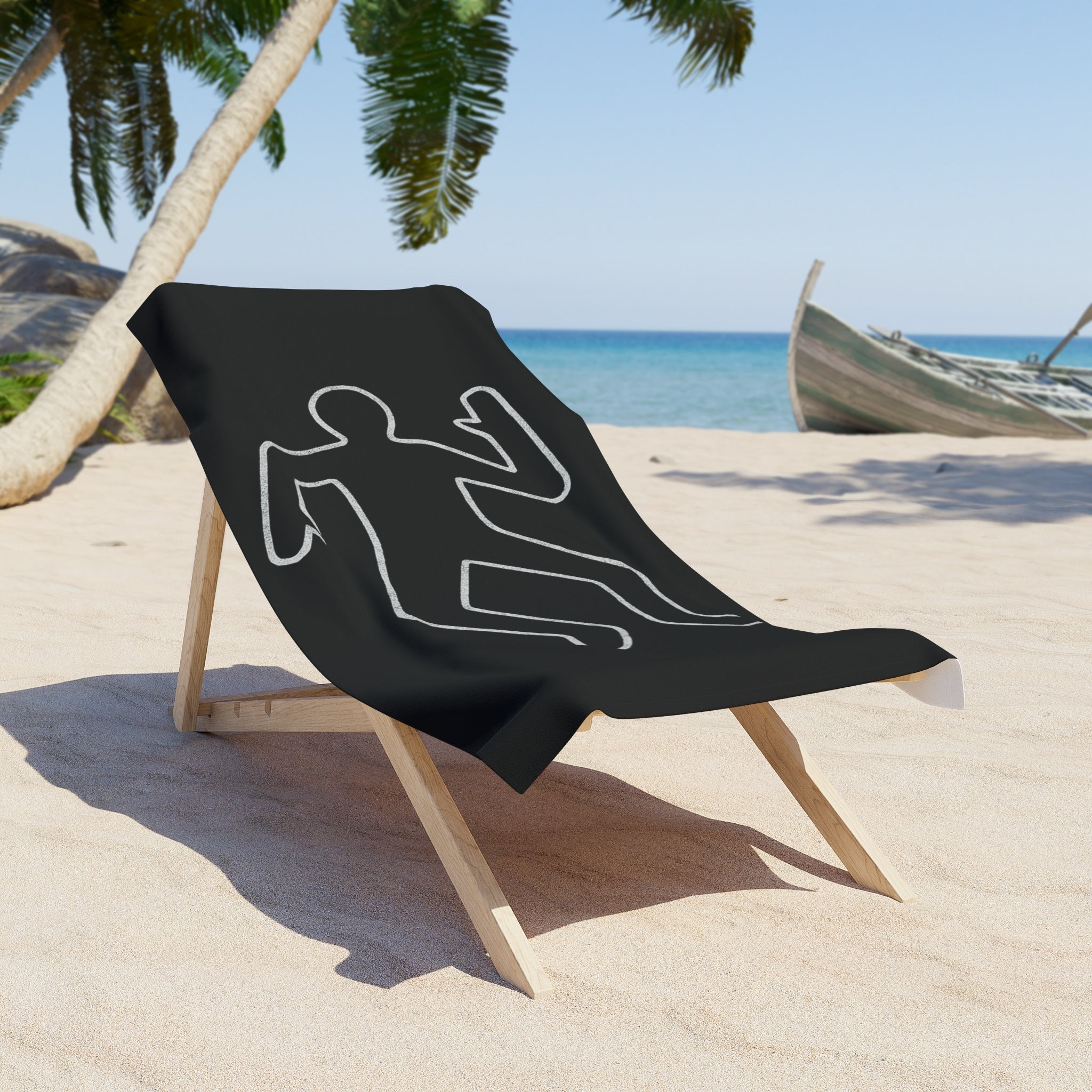 Chalk Outline Crime Scene Beach Towel--POD