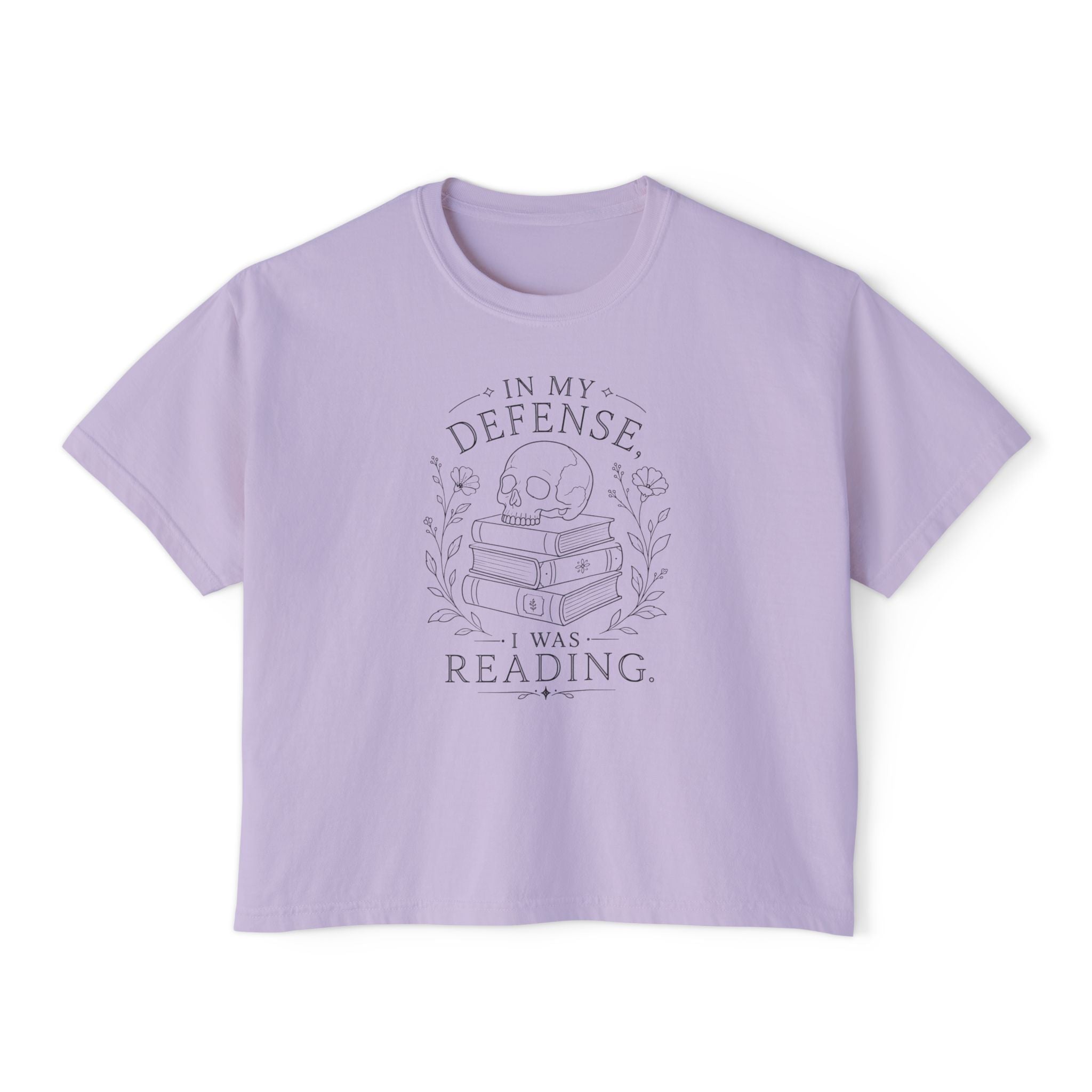 "In My Defense, I Was Reading" Boxy Tee
