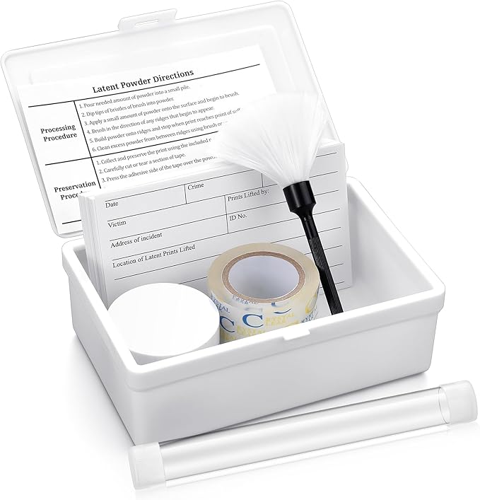 Leelosp Basic Latent Fingerprint Kit Bichromatic Fingerprint Powder Finger Print Forensic Science Kit