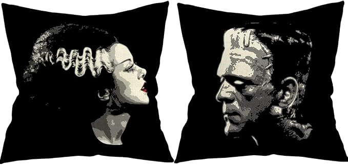 Frankenstein & Bride of Frankenstein Throw Pillow Covers