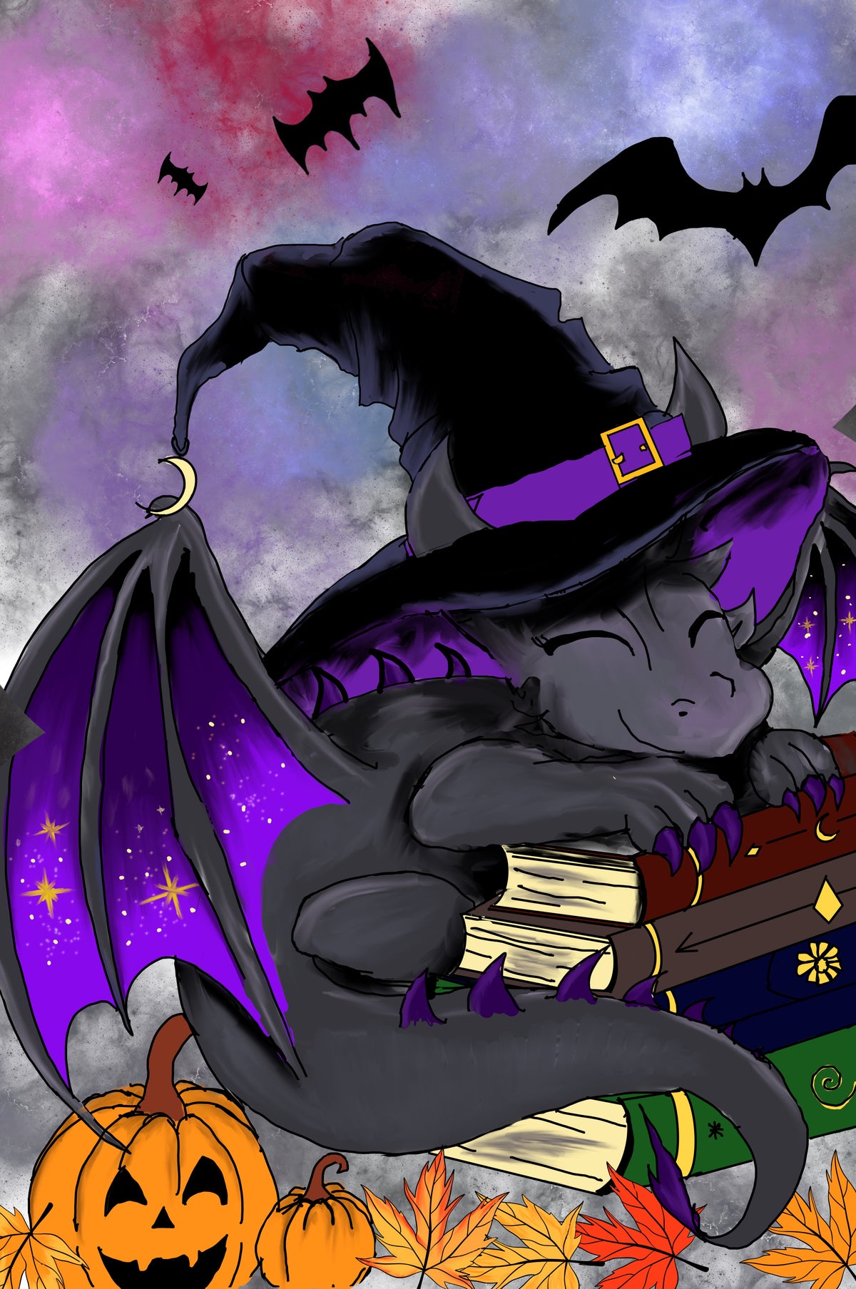 The Bookwyrm’s Spellbound Hoard — Fantasy Dragon Art Print