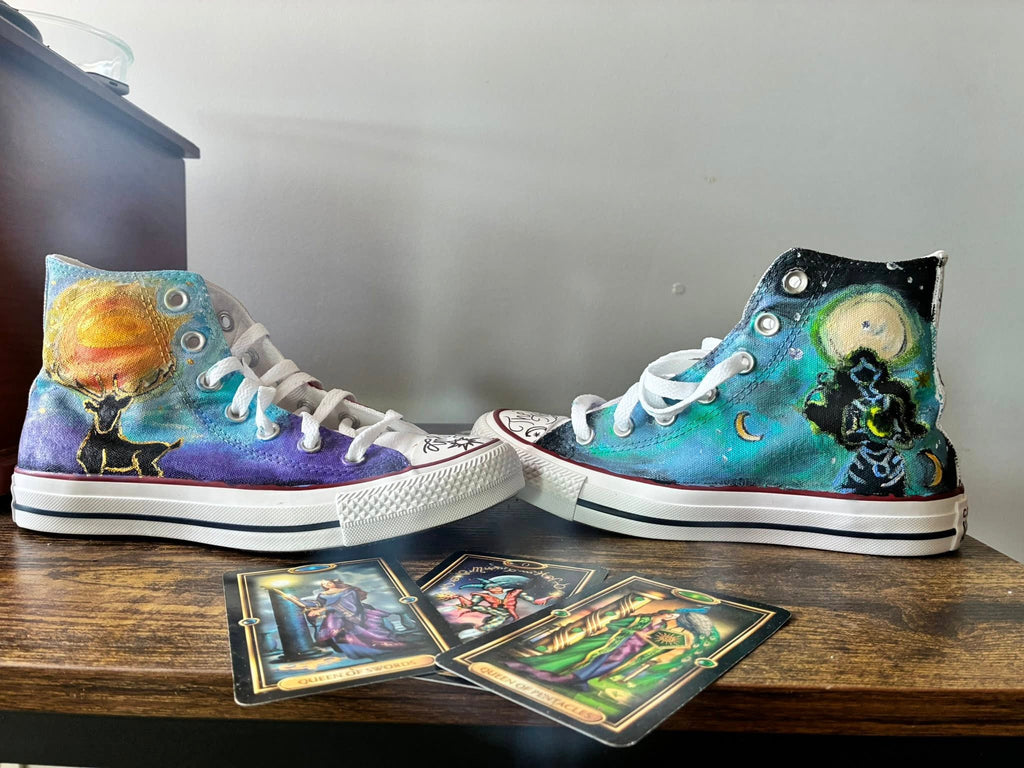 Sun & Moon — Hand-Painted Converse (One-of-a-Kind Pair)