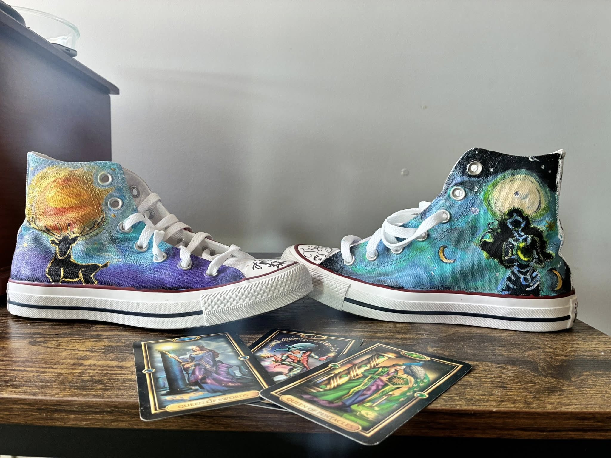 Sun & Moon — Hand-Painted Converse (One-of-a-Kind Pair)
