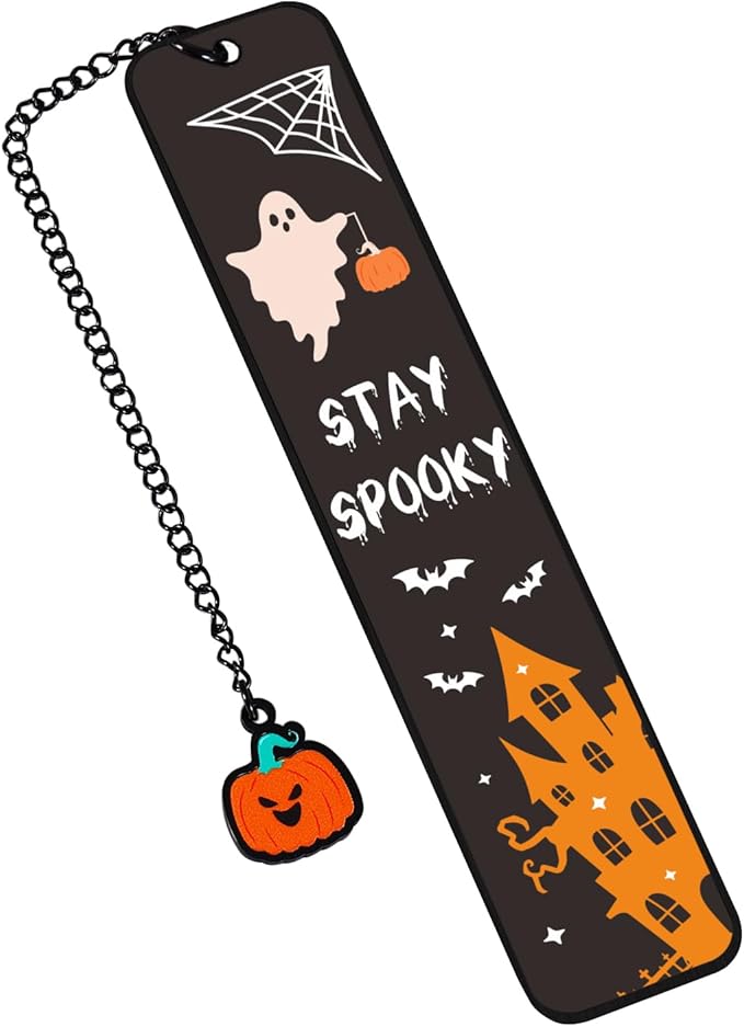 Stay Spooky this Halloween — a hauntingly cute bookmark with pumpkin charm